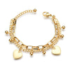 Luckacco Punk Double Layer Love Heart Charm Bracelet Female 19cm Gold Silver Color Stainless Steel Chain Link Bracelets for Women Jewelry