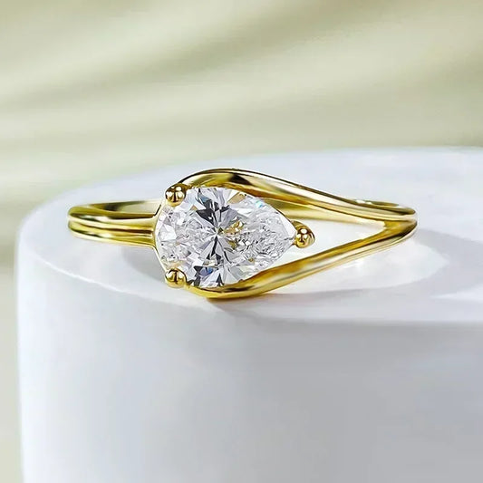 Luckacco 14K Gold Vintage Lab Diamond Ring 100% Real 925 Sterling Silver Party Wedding Band Rings for Women Engagement Jewelry Gift
