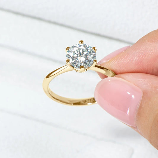 Luckacco Anziw 0.5-3.0CT Moissanite Solitaire Ring Silver 925 14K Gold Plated Wedding Engagement Band For Women Jewelry with Certificate