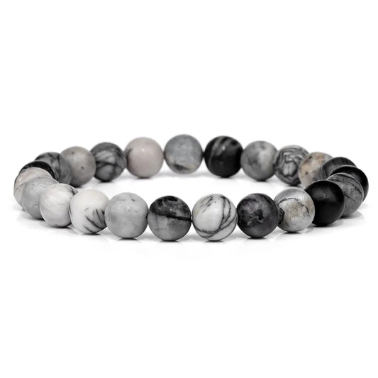 Luckacco Handmade Natural Stone African Stone Beads Bracelet Men Yoga Mala Jewelry Green Moss Agates Beaded Bracelet for Women Men