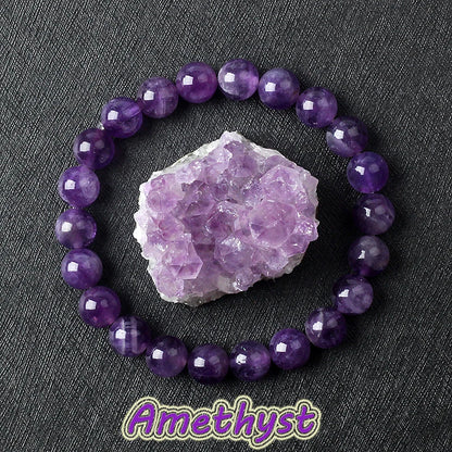 Luckacco Geniune Amethyst Natural Crystal Bracelet for Women Pulsera Amethust Bracelet Made of Real Natural Stone Beads Body-Purifying