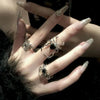 Luckacco Gothic Punk Black Zircon Animal Spider Finger Rings for Women Creative Vintage Insect Rings Halloween Cool Stuff Party Jewelry