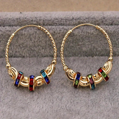 Luckacco Retro Metal Crescent Earrings Bohemian Water Drop Tassel Earrings