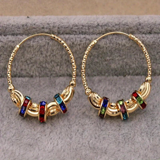 Luckacco Retro Metal Crescent Earrings Bohemian Water Drop Tassel Earrings