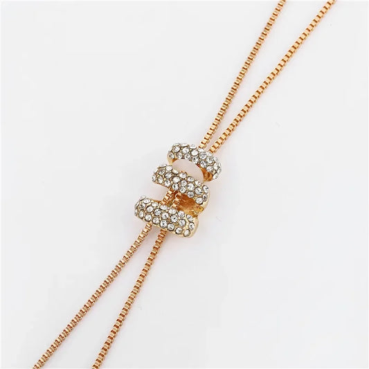 Luckacco 2024 NEW High Quality Fashion Metal Long Tassel Rhinestone Crystal Pearl Long Chain Necklace Sweater Patry Necklace Jewelry
