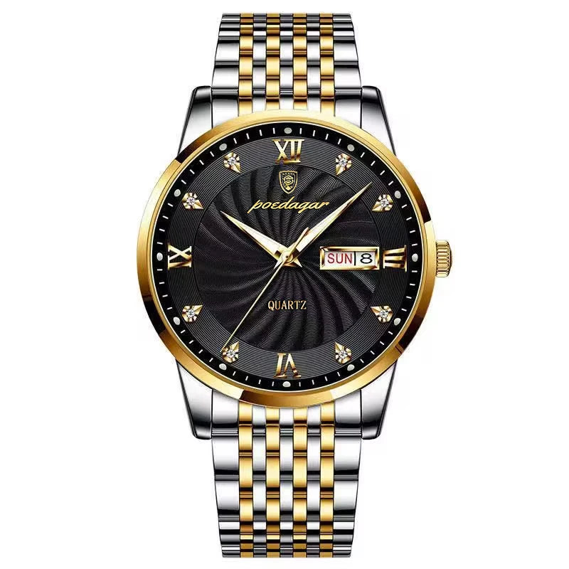 luckacco poedagar luxury brand man watch waterproof luminous date week men's quartz wristwatch stainless steel fashion sports men watches