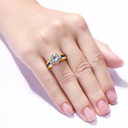 Luckacco Certified D Color VVS1 2ct Moissanite Diamond Ring For Women 100% Sterling Silver Good Quality Wedding Jewelry Pass Diamond Test