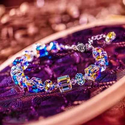 Luckacco 2025 Crystal Rhinestone Adjustable Bracelet Bangle Wedding Wristband Bridal Gift Jewelry Crystal Bracelet Gift for Girlfriend