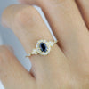 Luckacco Dazzling Gold Color Geometry Ring for Women Fashion Metal Inlaid Round Black Stones Ring Jewelry