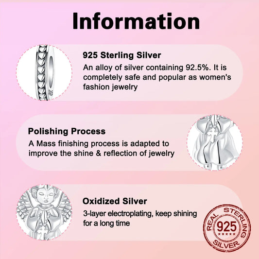 Luckacco 925 Sterling Silver Guardian Angel Wing Religion Peace Pendant Charm Fit Original Charms Bracelets Women DIY Jewelry Gift