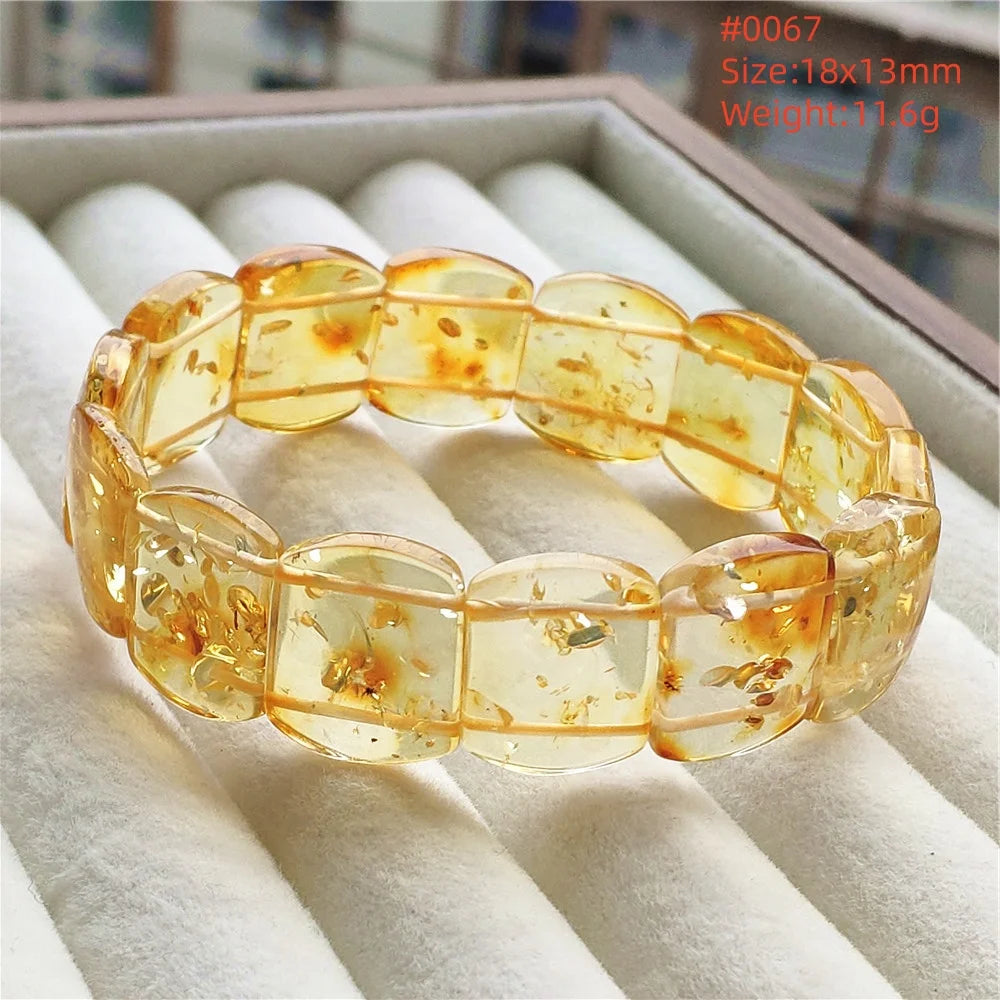 luckacco natural piebald amber bracelet rectangle beads blood red yellow flower amber women men healing stretch jewelry aaaaa