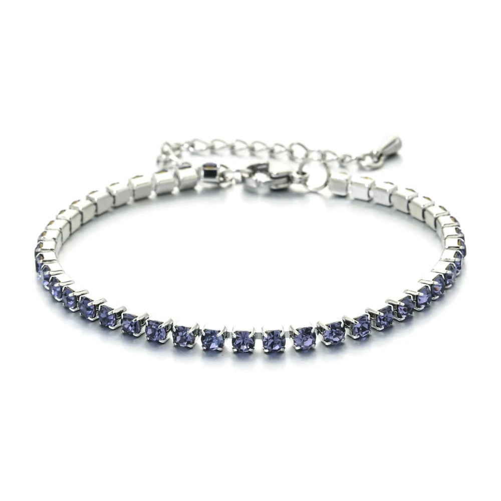 luckacco shop's pick 3mm micro pave zircon tennis bracelet for women new men bracelet homme stainless steel jewelry accessories