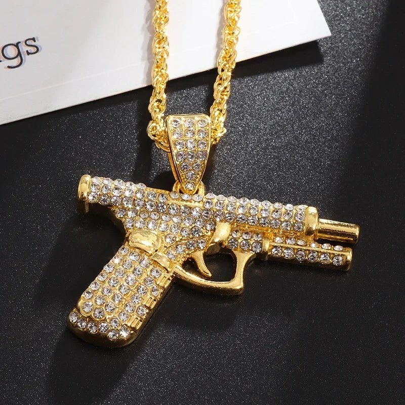 luckacco hip hop ice out zircon letter otf letter pendant necklace for men and women fashion rock party jewelry gift