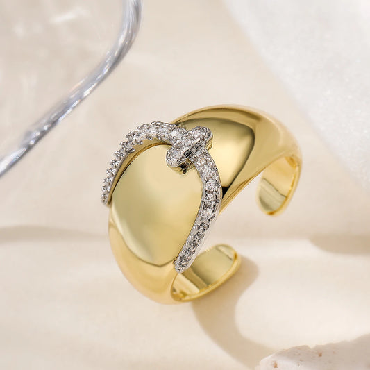 Luckacco 31styles Luxury AAA Cubic Zirconia Inlay Copper Wedding Jewelry Gold Color Statement Geometric Rings For Elegant Women