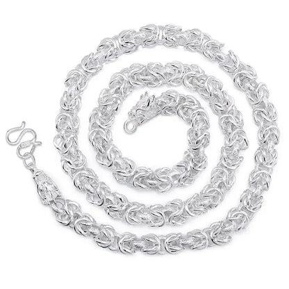 Luckacco Hot popular solid Sterling Silver necklace for men noble 8MM chain round faucet dragon 60cm Fashion wedding jewelry Holiday Gift