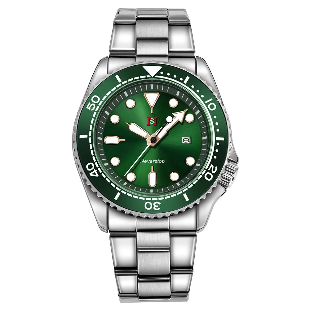 luckacco 2025 new men's quartz watch fashion classic business men's watch quartz watch men's luminous calendar steel belt watch student