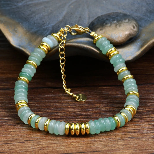 Luckacco Fashion Dopamine Colored Natural Stone Adjustable Bead Bracelets Women's Light Luxury High-end Pebble Bracelet Jewelry