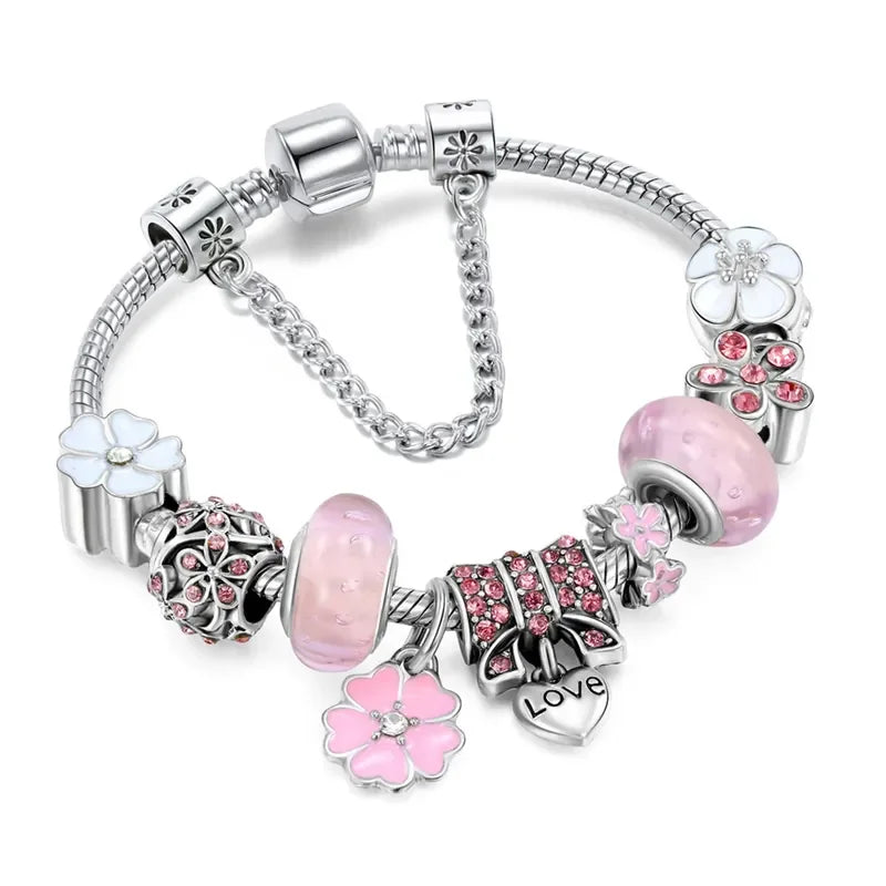 luckacco 1 best-selling bracelet trendy diy boutique glass inlaid diamond bracelet with pan family style personalized jewelry bracelet