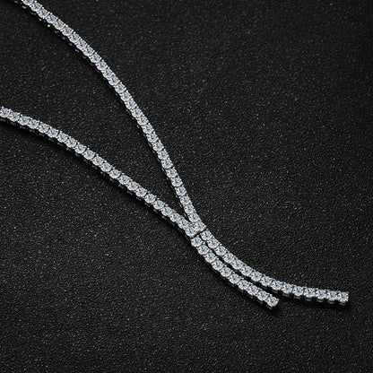 Luckacco Serenity 3mm D Color Moissanite Tennis Necklace for Women Man 100% S925 Sterling Silver Plated 18k Necklace Clavicle Neck Chain