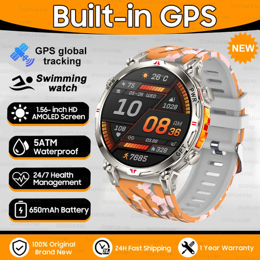 Luckacco New Military T-Rex 3 Bluetooth Call Smart Watch GPS Compass Barometric Altimeter 10ATM Waterproof Sports Smart Watch