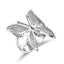 Cute Female Big Butterfly Zircon Stone Silver Color Open Ring Simple Wedding Ring s925 Stamp Love Engagement Sterling Plata Ring - luckacco