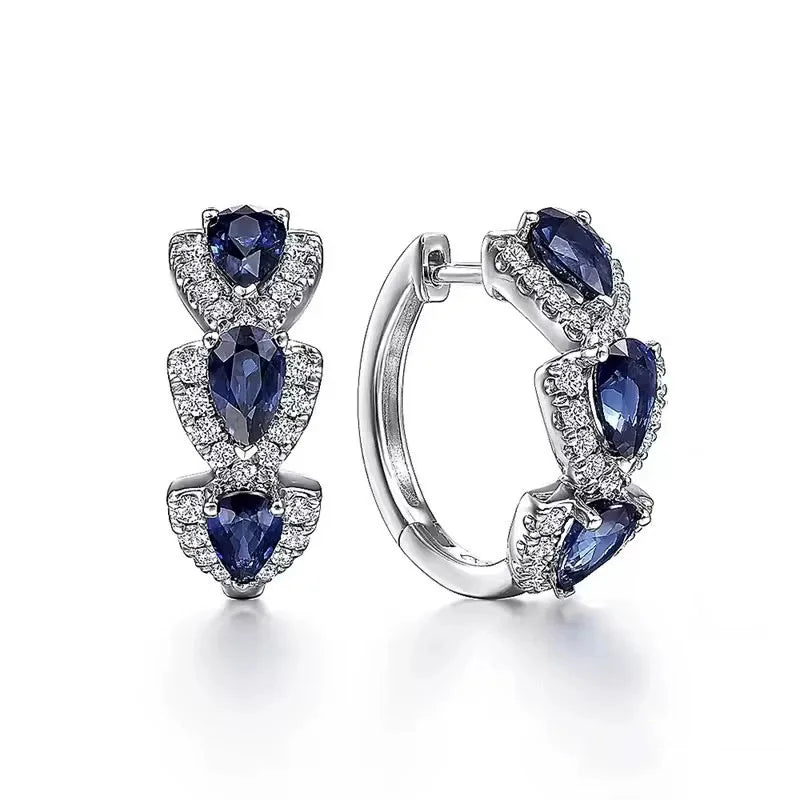 luckacco droplet shiny synthetic gems decor hoop earrings elegant simple style banquet party ear ornament female gift