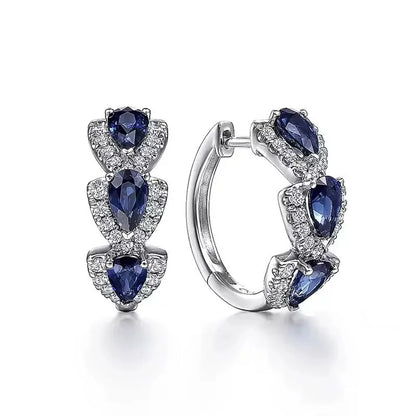 Luckacco Droplet Shiny Synthetic Gems Decor Hoop Earrings Elegant Simple Style Banquet Party Ear Ornament Female Gift