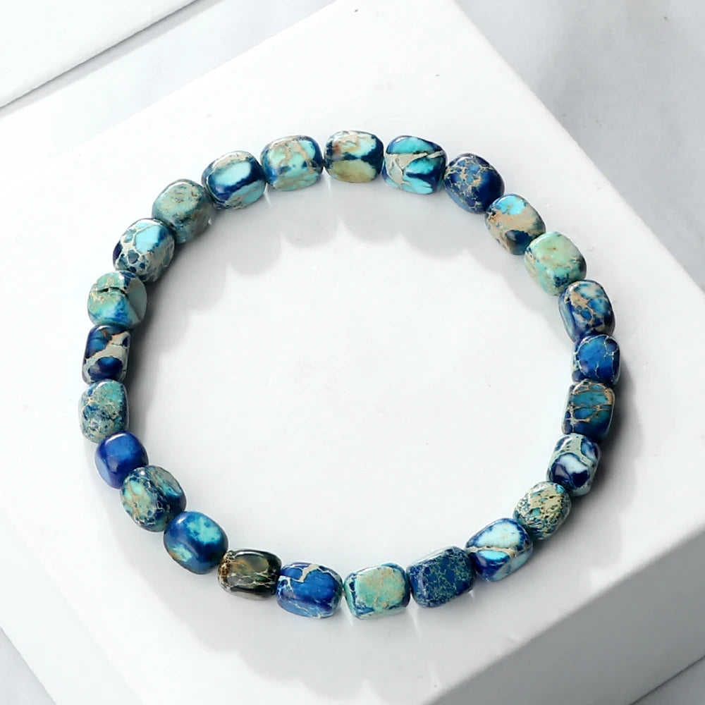 luckacco vintage emperor stone beaded bracelets natural stone charm elastic strand bracelet & bangle bohemian yoga jewelry for women men