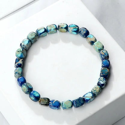 Luckacco Vintage Emperor Stone Beaded Bracelets Natural Stone Charm Elastic Strand Bracelet & Bangle Bohemian Yoga Jewelry for Women Men