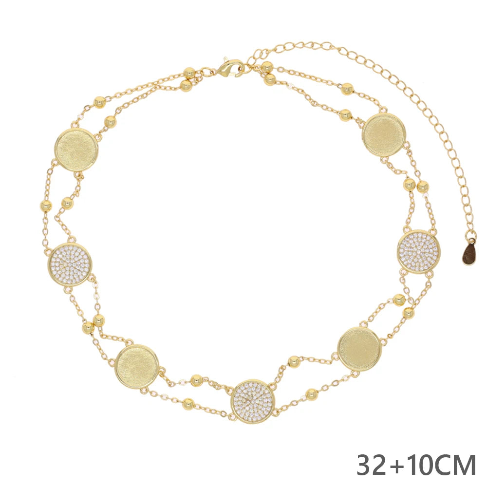 luckacco 2025 new bling popular round zircon necklace cz paved  necklace   gold color fashion jewelry gift for women