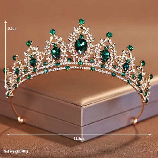 Luckacco Bridal Headwear Green-Colour Women's Fashion Party Crown Girl Performance Tiaras