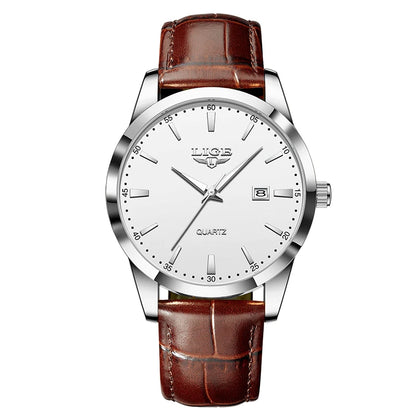 Luckacco LIGE Military Watch For Men Fashion Business Watch Men Casual Leather Sport Waterproof Men's Quartz Wristwatches Reloj Hombre