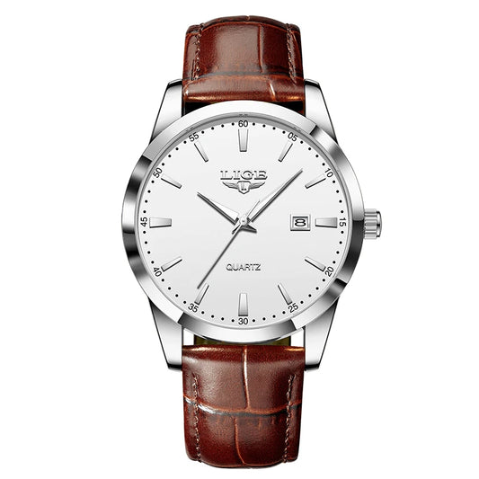 Luckacco LIGE Military Watch For Men Fashion Business Watch Men Casual Leather Sport Waterproof Men's Quartz Wristwatches Reloj Hombre