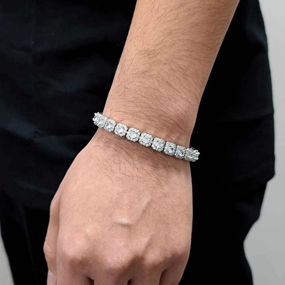 luckacco hip hop jewelry 7mm cubic zirconia cluster tennis chain iced out bracelet bling jewellery free laser name drop shipping