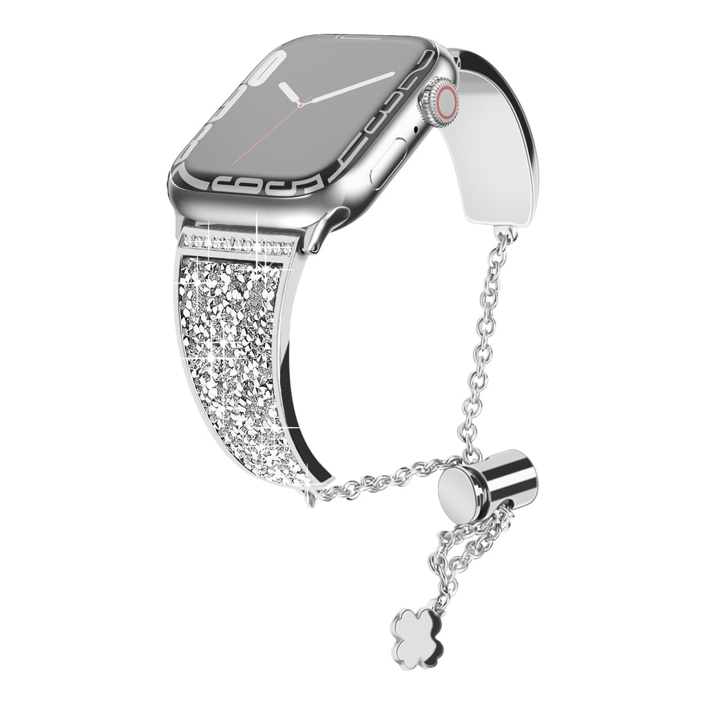Compatible for Apple Watch Band 49mm 45mm 38mm Series Ultra 8 7 SE 6 5 4 3 2 1, Sparkling Bling Crystal Bracelet for iWatch Band - luckacco