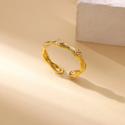 Luckacco Luxury Zircon Geometric Rings for Women Gold Color Adjustable  Stainless Steel Heart Flower Ring Wedding Fashion Jewelry Gift