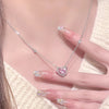 Luckacco New 925 Sterling Silver Luxury Zircon Sweet Heart Pendant Necklaces For Women Designer Jewelry Gift Female Jewelry