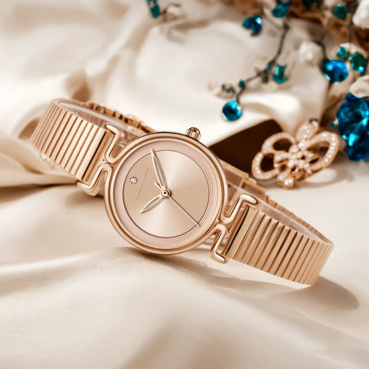 Luckacco 2025 New Women Watch Leisure Fashion 29mm Mini Dial Stainless Steel Mesh Strap HANNAH MARTIN Nordic Simple 3Bar Waterproof Watch