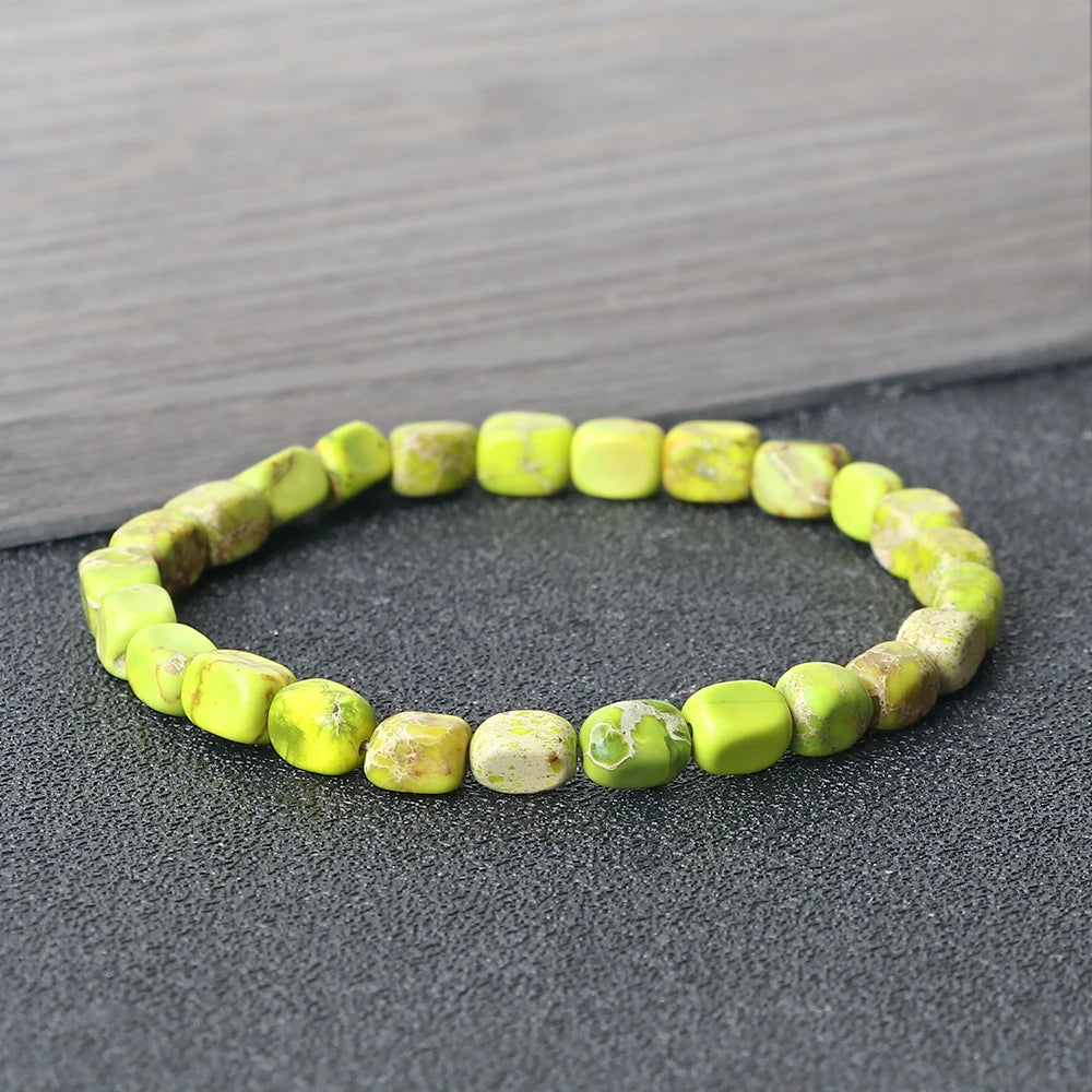 luckacco bohemian natural stone beaded bracelets colorful emperor stone elastic bangle women men couple friendship handmade jewelry gifts