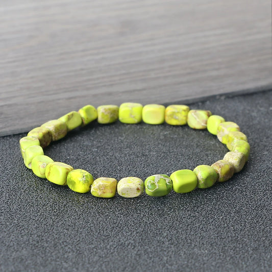 Luckacco Bohemian Natural Stone Beaded Bracelets Colorful Emperor Stone Elastic Bangle Women Men Couple Friendship Handmade Jewelry Gifts