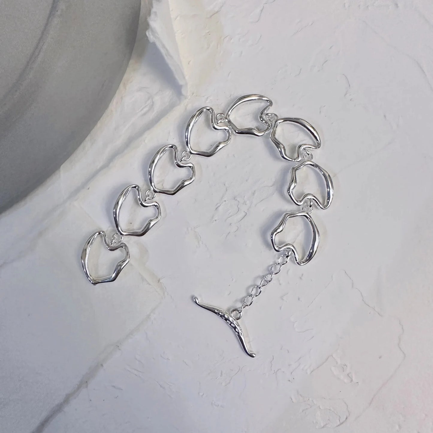 luckacco new 925 silver geometric bead punk peace of mind words irregular string bracelet for woman girl fashion jewelry gift dropship