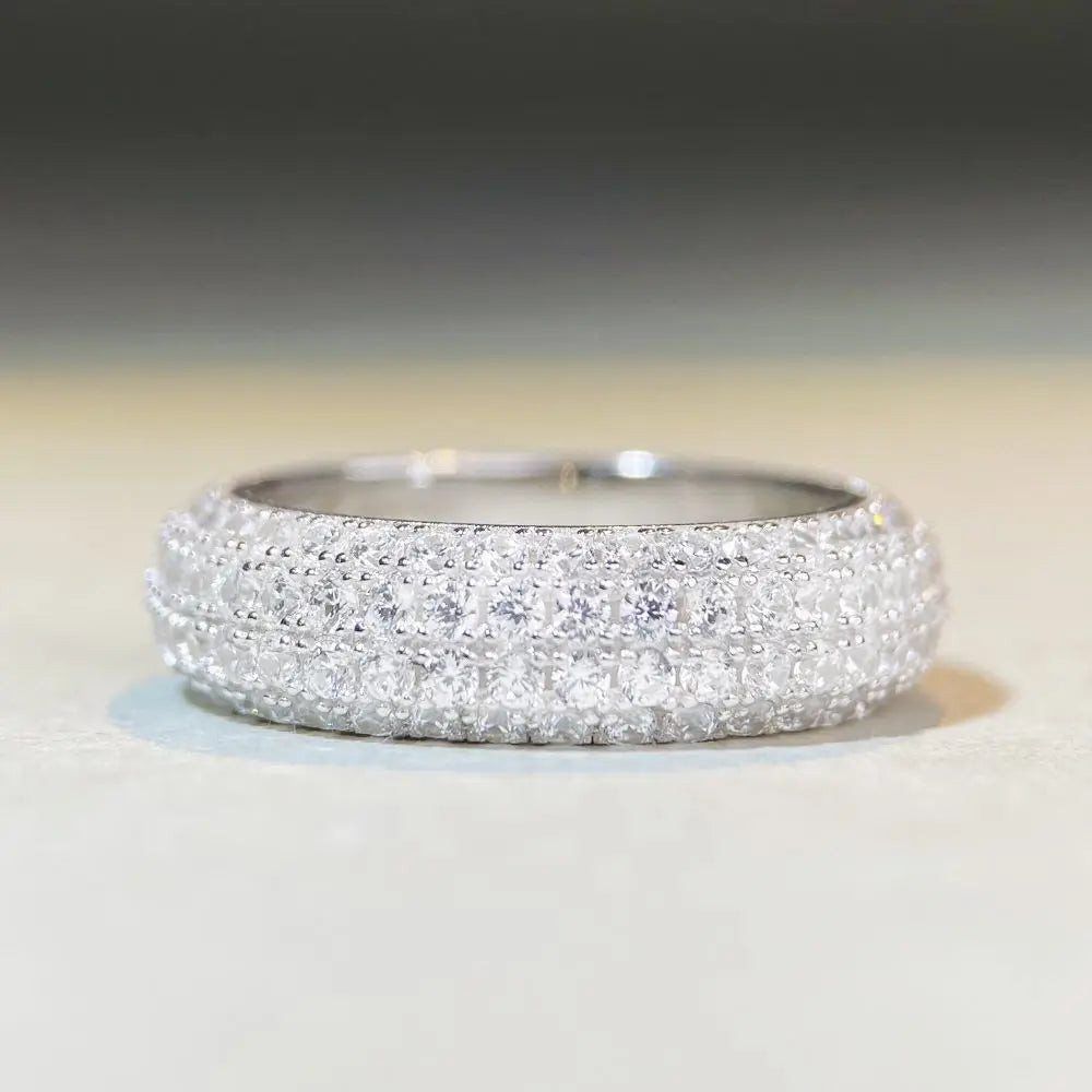 luckacco luxury white gold solid platinum pt950 hip hop full diamond ring unisex medium european and american popular ring