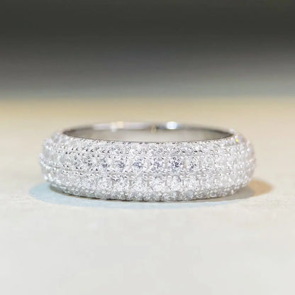 Luckacco Luxury white gold solid platinum PT950 Hip Hop Full Diamond Ring Unisex Medium European and American Popular Ring