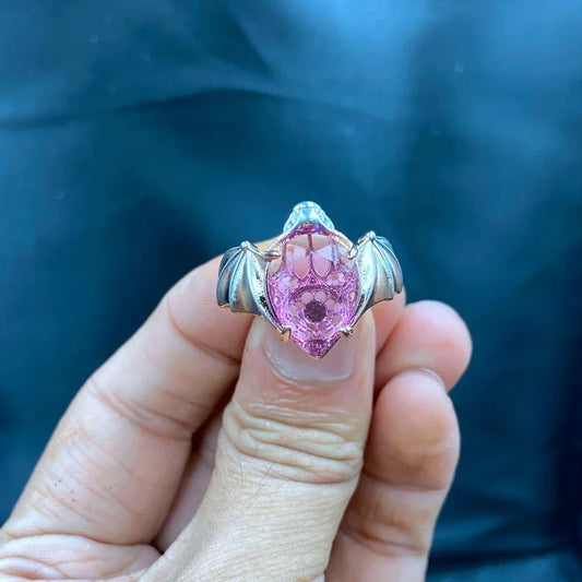Luckacco Кольцо Женское New Trendy Gothic Vintage Bat Finger Rings Inlaid Water Drop Shape Zircon Rings For Women Fashion Party Jewelry
