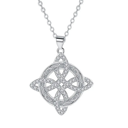 Luckacco 925 Thai Silver Witch Knot Zirconia Bracelet for Women Witchcraft Good Luck Amulet CZ Chain Bracelet Wicca Protection Jewelry