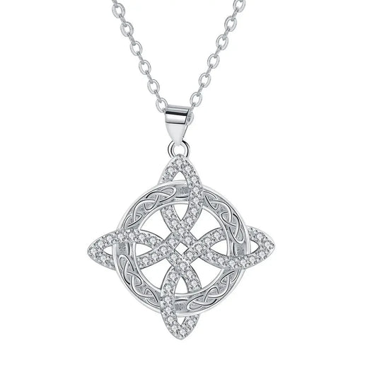 Luckacco 925 Thai Silver Witch Knot Zirconia Bracelet for Women Witchcraft Good Luck Amulet CZ Chain Bracelet Wicca Protection Jewelry
