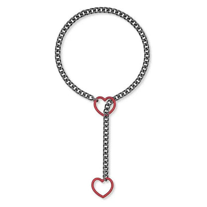 Luckacco Htpwe Women'S Heart Shaped O Ring Slip Chain Necklace Stainless Steel Punk Rock Cuban Jewelry, Adjustable Lariat Chain Jewelry