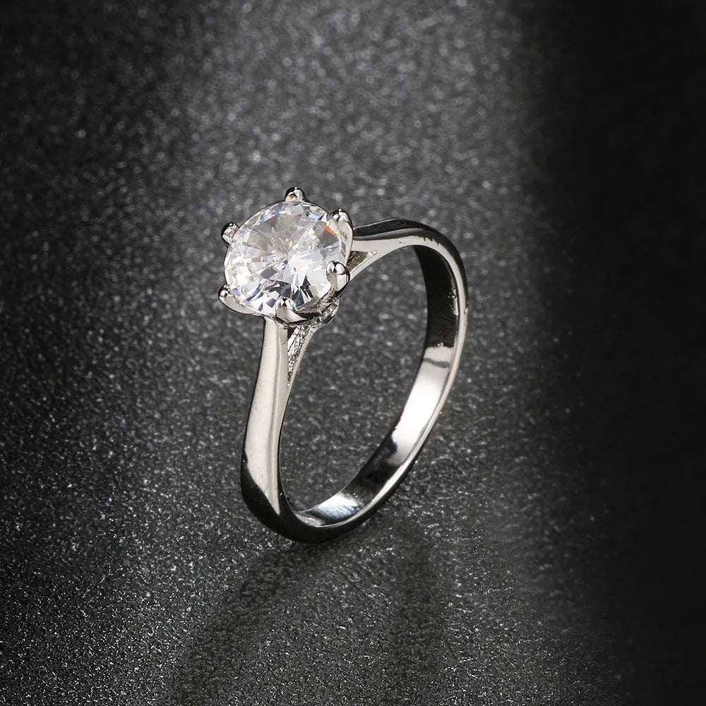 luckacco classic wedding rings for women forever simple six claws zirconia fashion solitaire engagement marriage gift ring jewelry kcr033