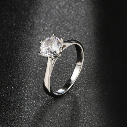 Luckacco Classic Wedding Rings For Women Forever Simple Six Claws Zirconia Fashion Solitaire Engagement Marriage Gift Ring Jewelry KCR033