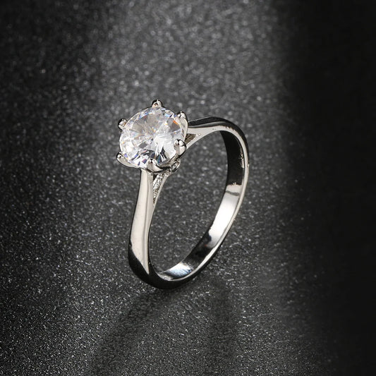 Luckacco Classic Wedding Rings For Women Forever Simple Six Claws Zirconia Fashion Solitaire Engagement Marriage Gift Ring Jewelry KCR033
